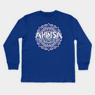 Ahimsa - Peace, Love & Respect to All Beings - Vegan Activism, Vegan Christmas, Gifts, 2023, 2024 Kids Long Sleeve T-Shirt